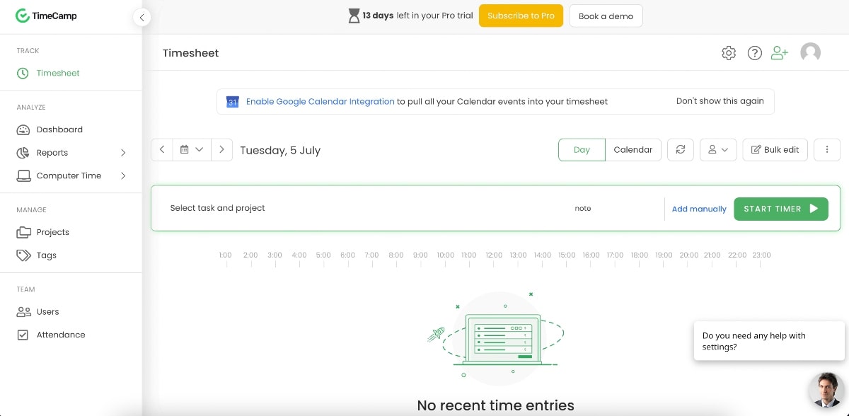 Timecamp Timesheet