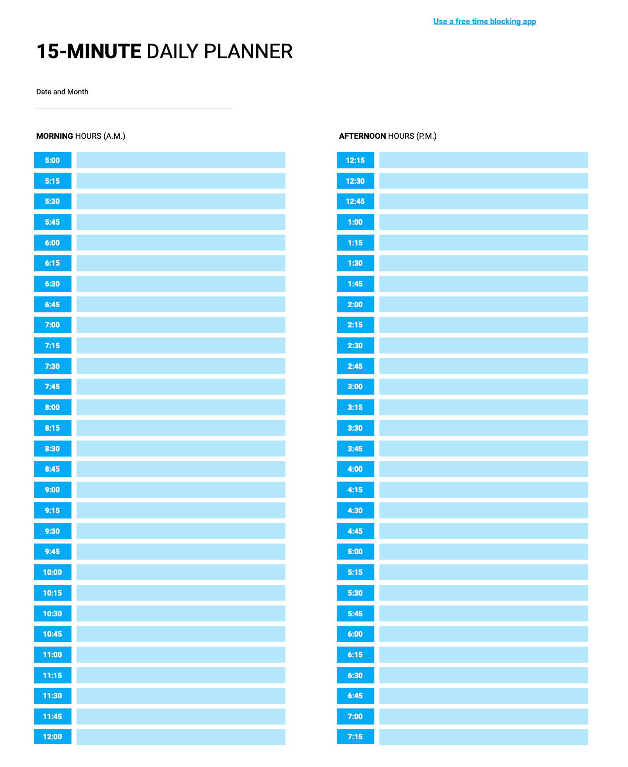 15 minute daily planner