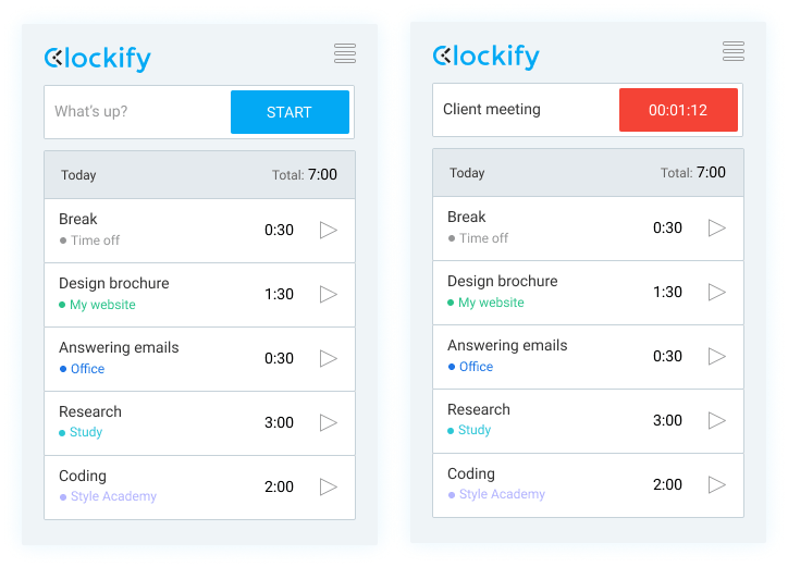 Aplicación de seguimiento de productividad: iniciar el temporizador