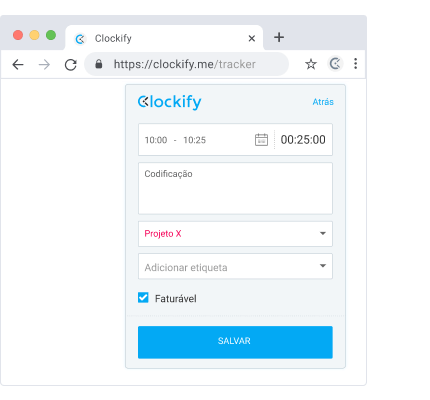 Extensão de navegador Clockify Chrome Firefox