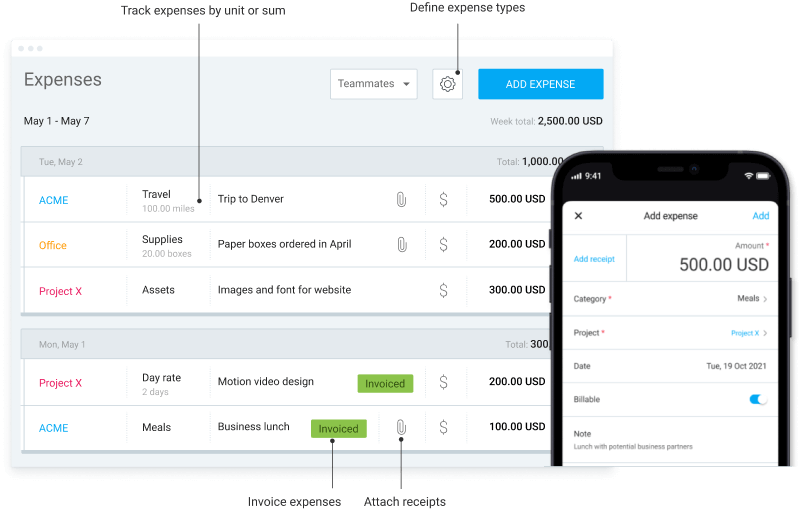 Clockify expenses