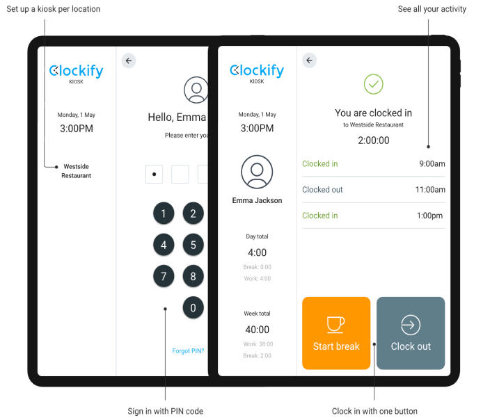 Clockify kiosk