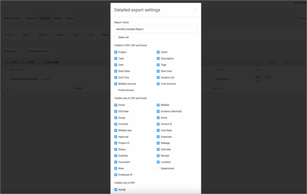 Export detailed reports with created custom user fields.