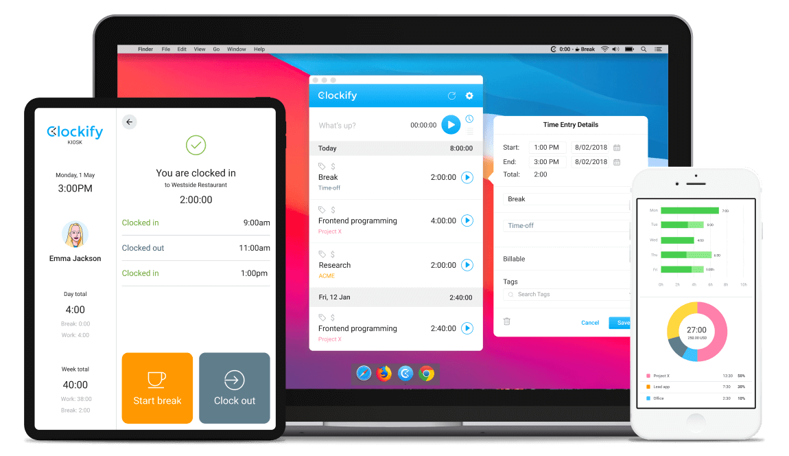 Employees log their attendance tracking hours in the timesheet