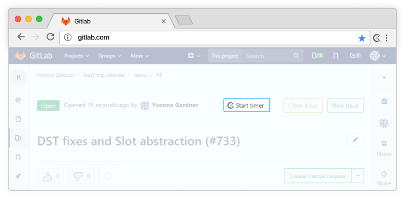 GitLab suivi du temps - minuteur apparaît dans les issues et les demandes de fusion de GitLab