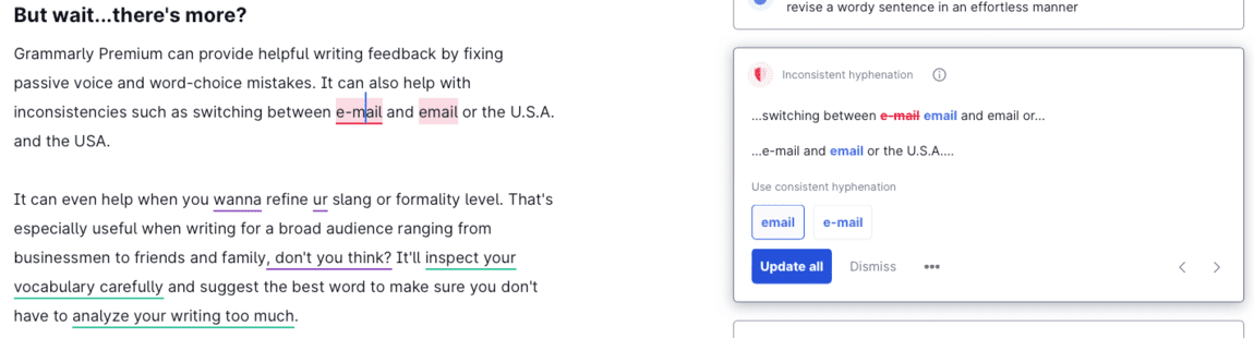 Grammarly inconsistent hyphenation