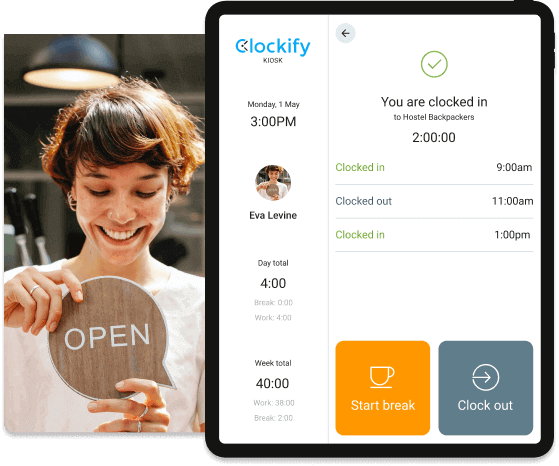 Pointeuse pour l'industrie hôtelière - Clockify capture d'écran