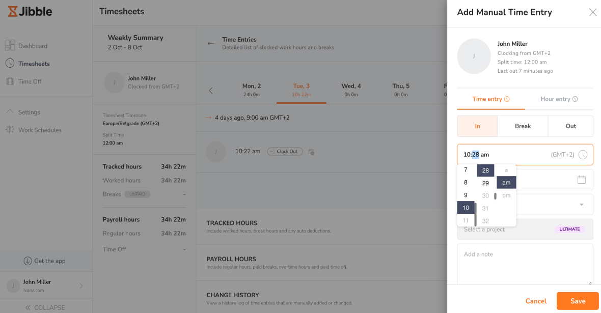 Jibble timesheets