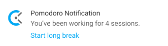 Minuteur Pomodoro - notification de début de longue pause
