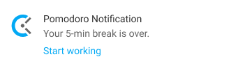 Minuteur Pomodoro - notification de début du travail