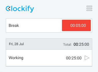 Cronômetro Pomodoro - cronômetro de pausa de 5 minutos