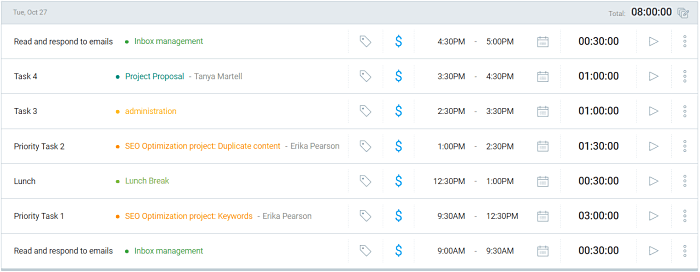 time blocking time entries