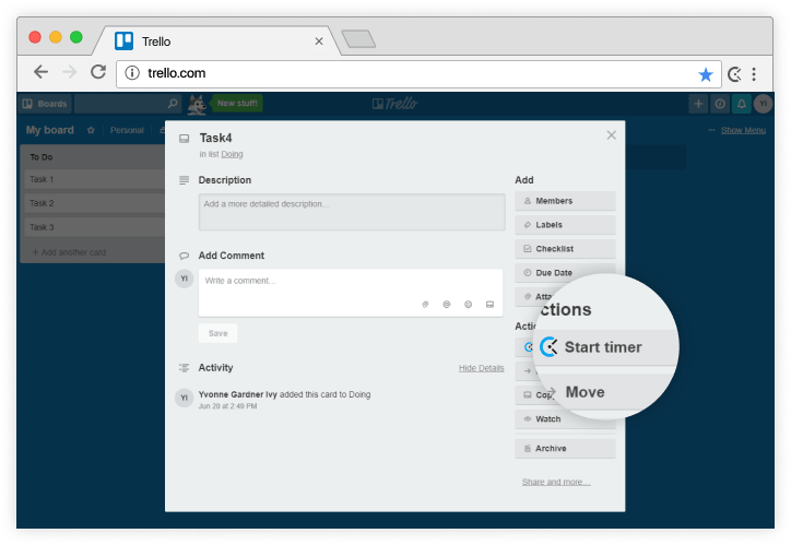 Cómo controlar el tiempo en Trello, captura de pantalla