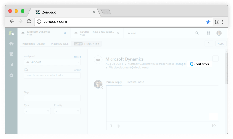 Zendesk Zeiterfassung - Timer erscheint in Tickets